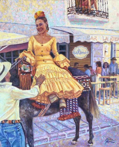 Have a drink girl. Tómate algo niña. by Emma Ramírez Conde, Painting for Sale on Select