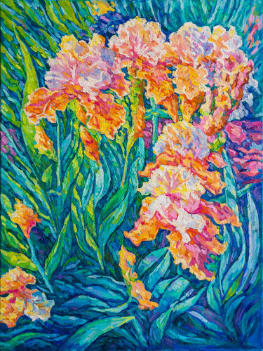 Iridescent Irises by tao bai, Painting for Sale on Select