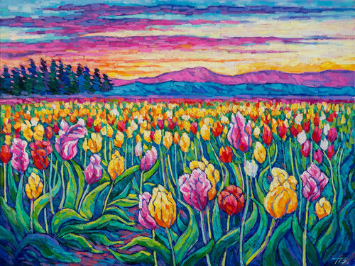 Twilight Tulip by tao bai, Painting for Sale on Select