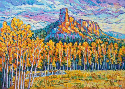 Echoes of Autumn at Chimney Rock by tao bai, Painting for Sale on Select