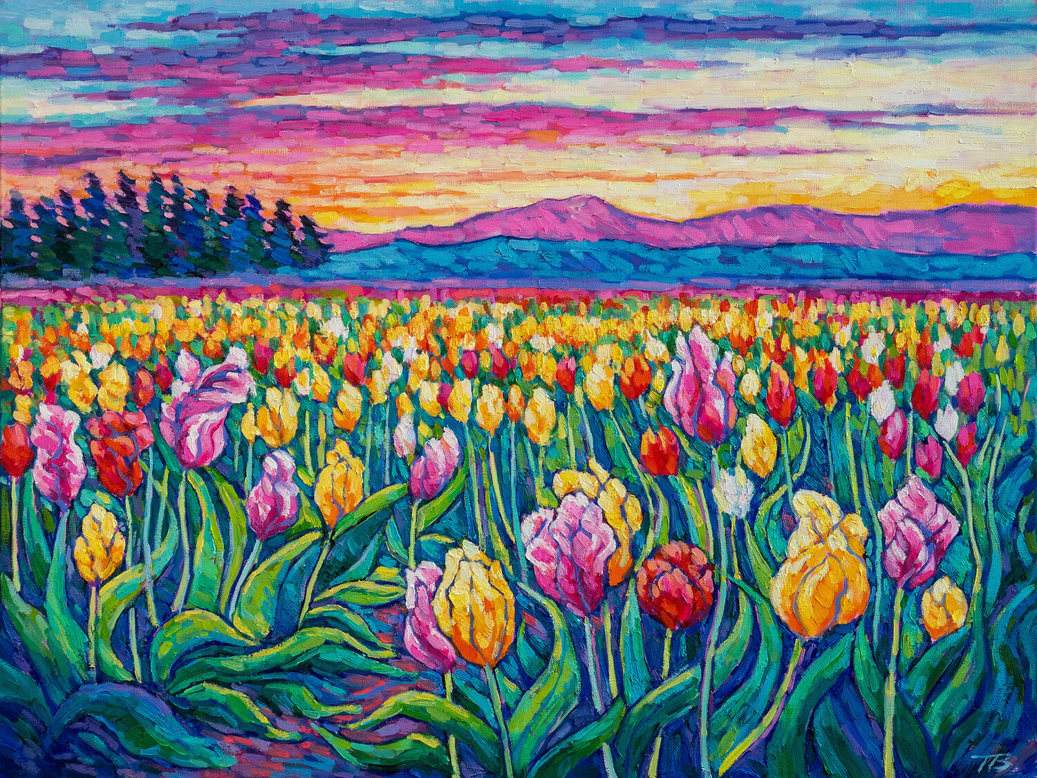 Twilight Tulip tao bai Original painting for sale