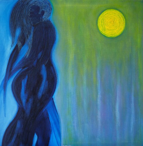 Tango bajo la luna. by Gustavo de Leon, Painting for Sale on Select