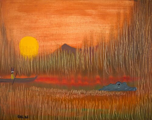 Caiman de Amazonas by Gustavo de Leon, Painting for Sale on Select