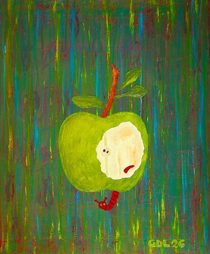 Green apple by Gustavo de Leon, Painting for Sale on Select
