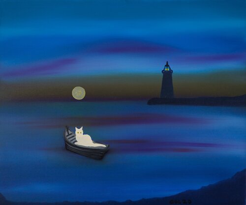 Bianca y el faro by Gustavo de Leon, Painting for Sale on Select