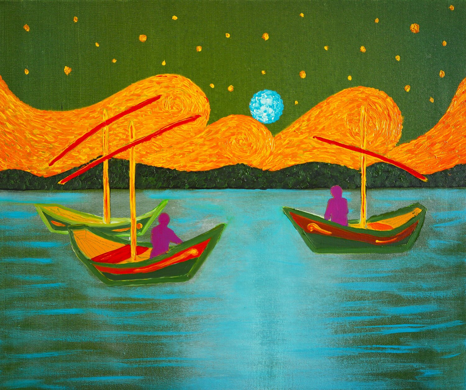 Las barcas de Vincent Gustavo de Leon Originalgemälde zu verkaufen