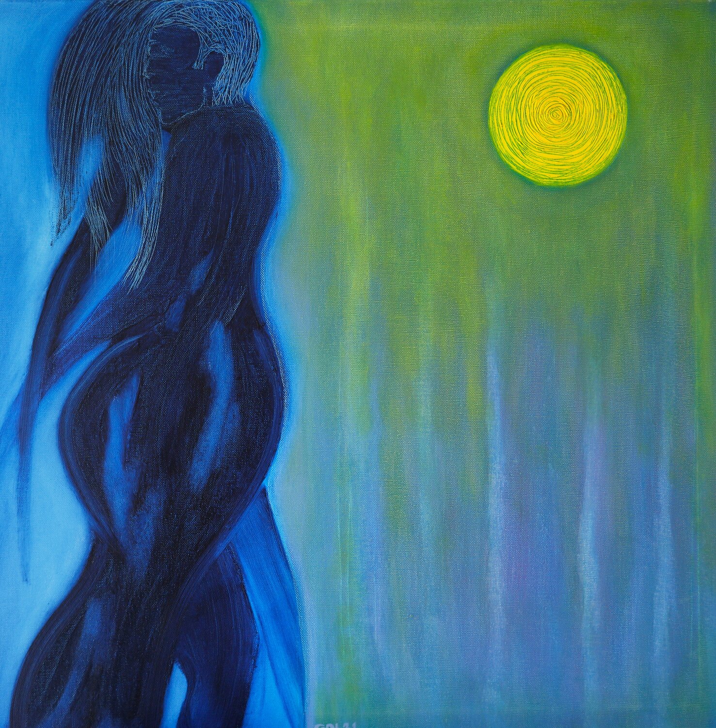 Tango bajo la luna. Gustavo de Leon Original painting for sale