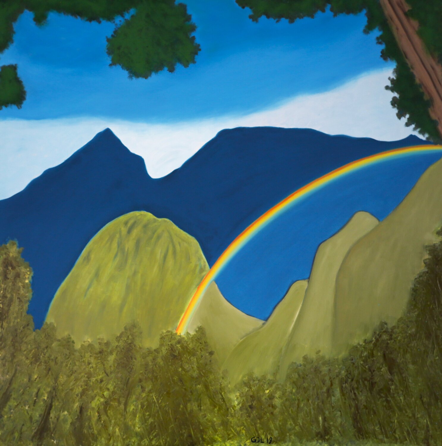 Arcoiris en Machupicchu Gustavo de Leon Original painting for sale