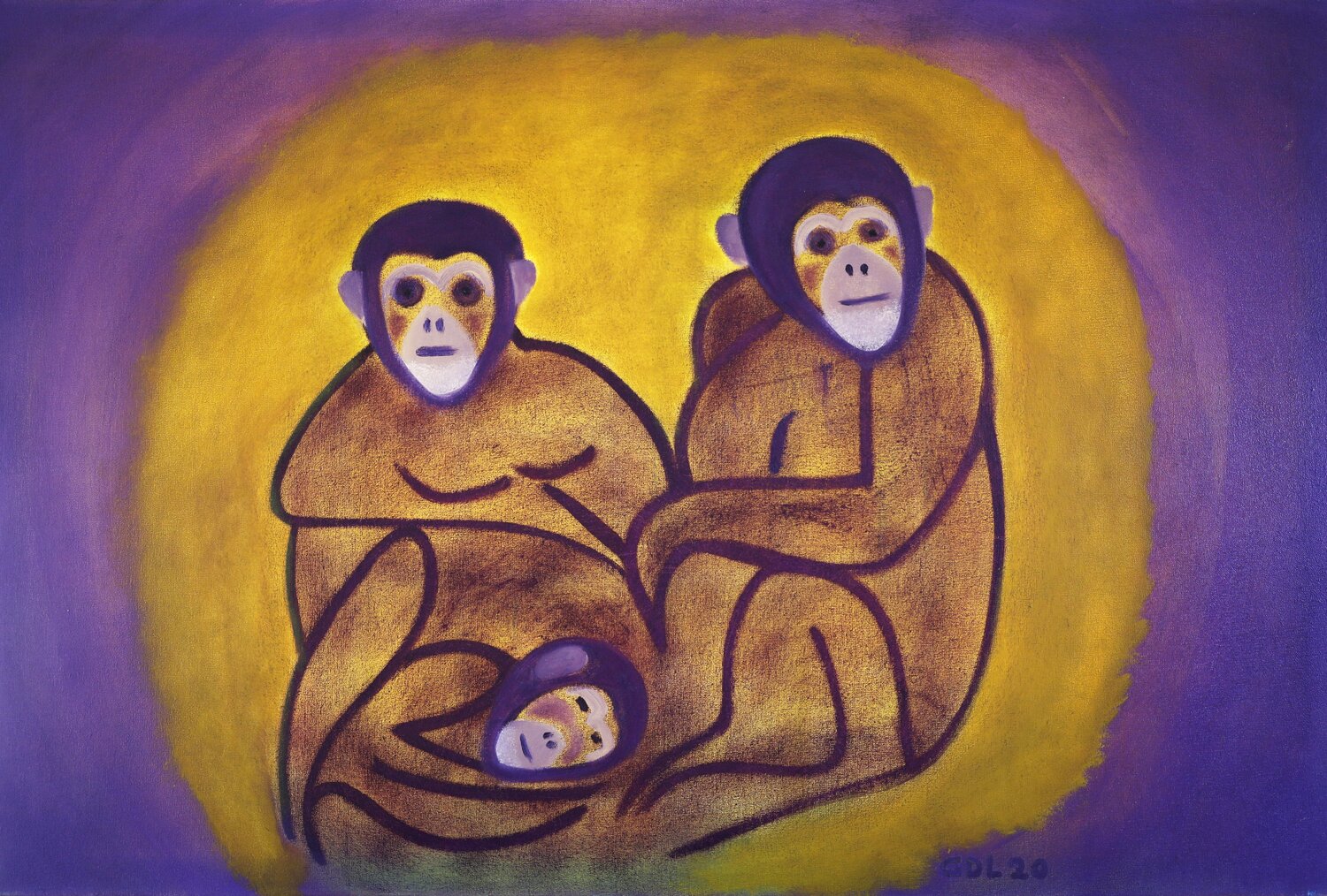Familia primate Gustavo de Leon Original painting for sale