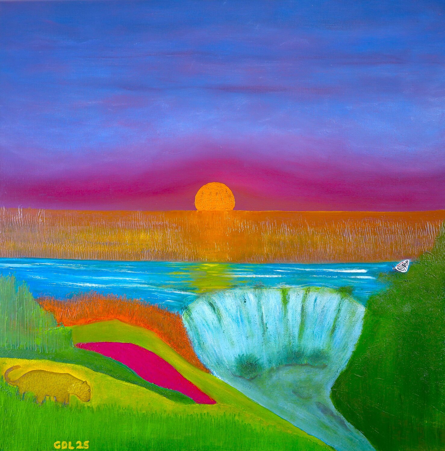 Atardecer en la selva Gustavo de Leon Original painting for sale