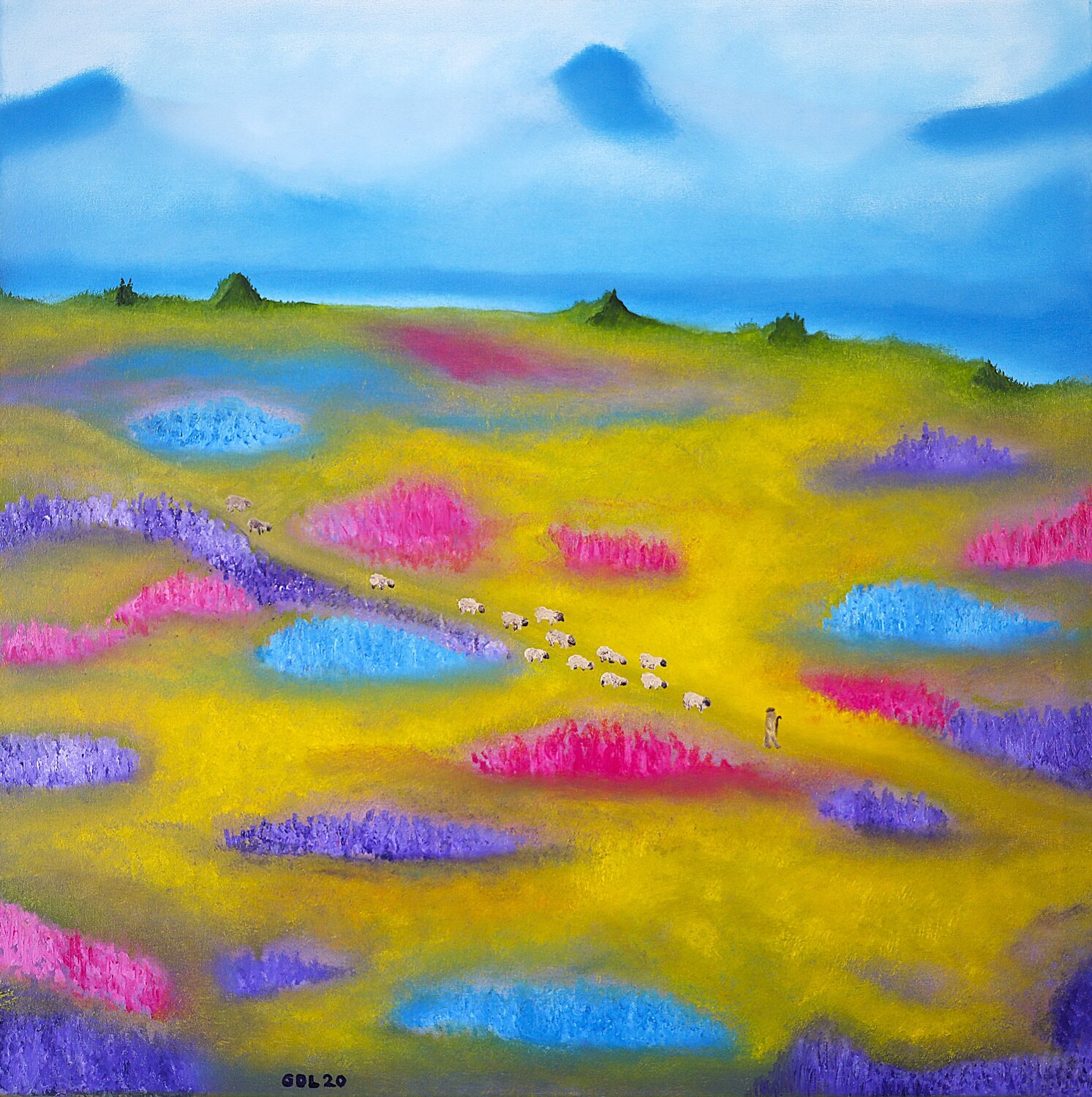 El pastor y sus ovejas Gustavo de Leon Original painting for sale