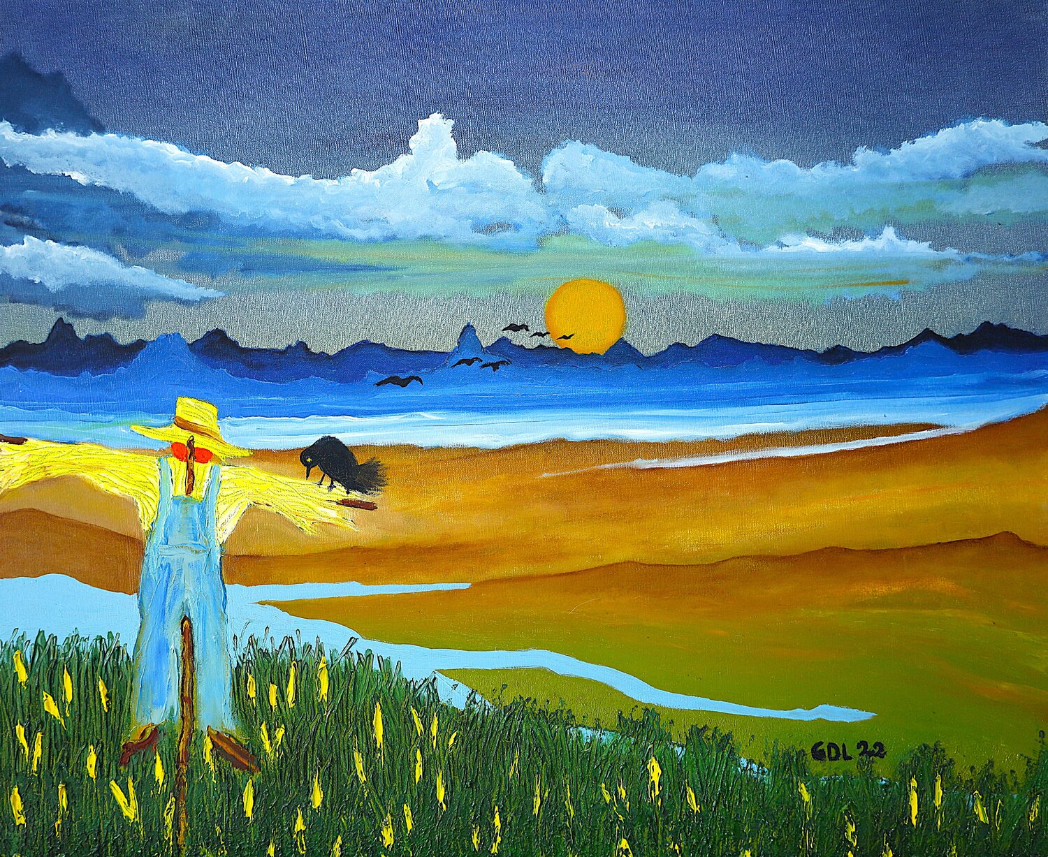 El espantapajaros Gustavo de Leon Original painting for sale