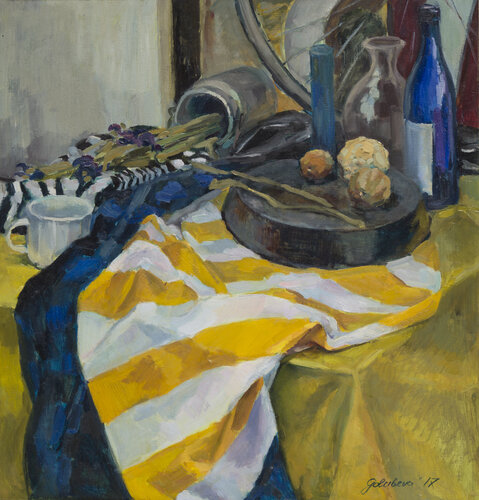 Striped still life by Zoja Golubeva, Painting for Sale on Select