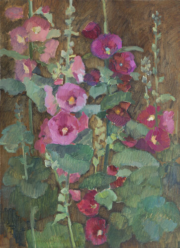 Hollyhock (Malva) by Zoja Golubeva, Painting for Sale on Select