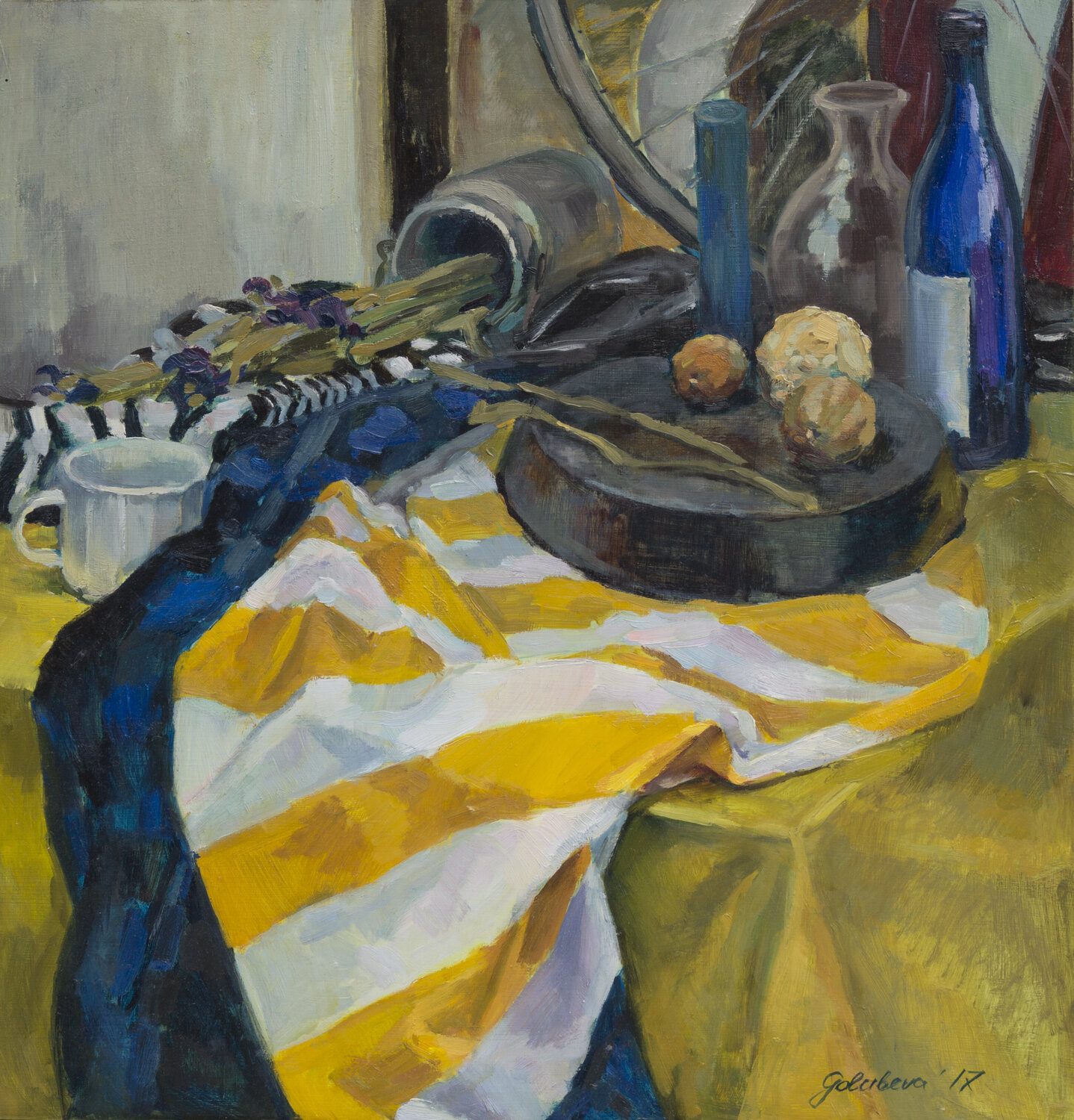 Striped still life Zoja Golubeva Original painting for sale
