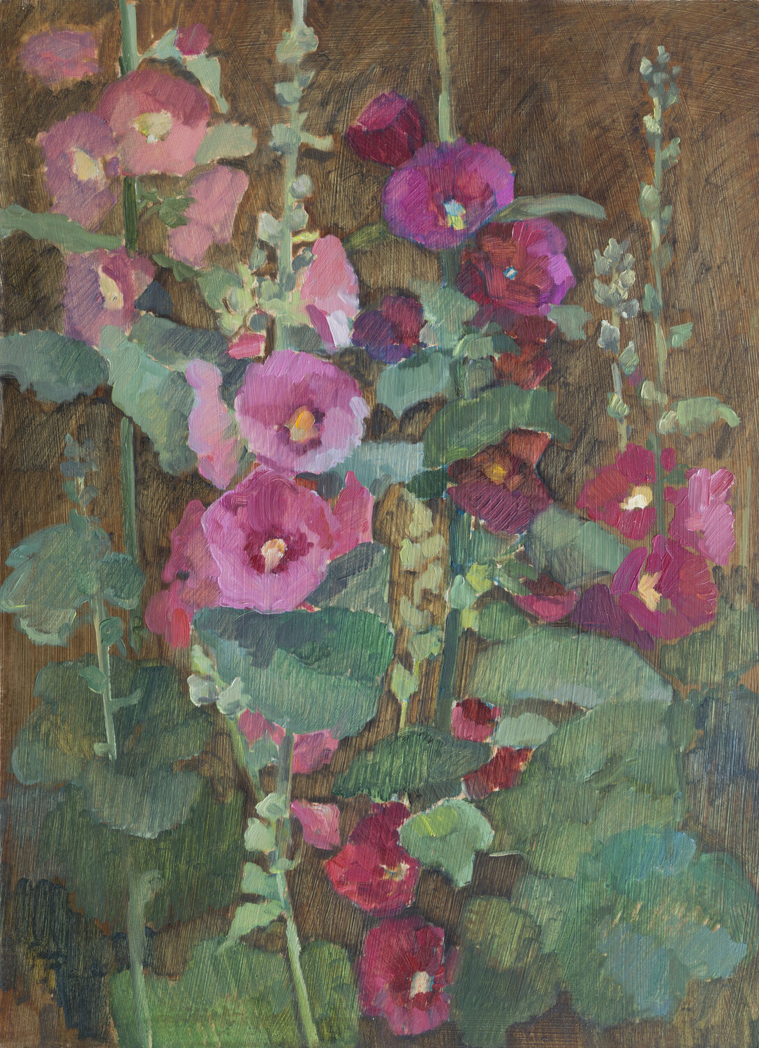 Hollyhock (Malva) Zoja Golubeva Original painting for sale
