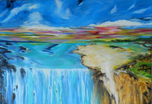 Au bord de la cascade by Christine desplanque, Painting for Sale on Select