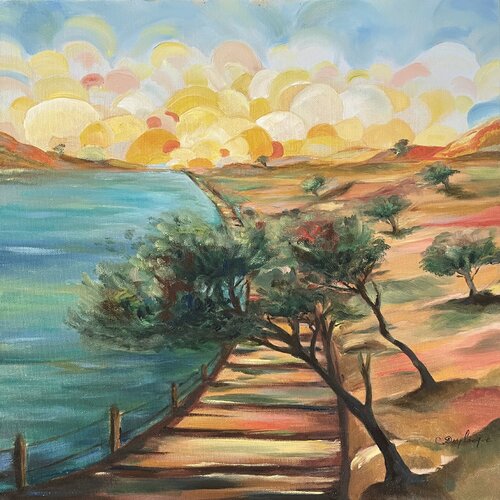 La passerelle du Sud by Christine desplanque, Painting for Sale on Select