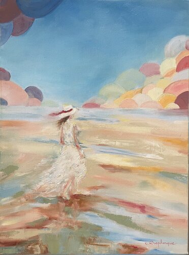 Femme sur la plage by Christine desplanque, Painting for Sale on Select