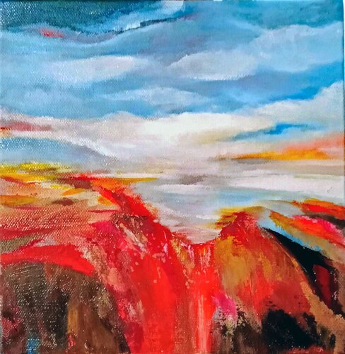 Coquelicots en cascade by Christine desplanque, Painting for Sale on Select
