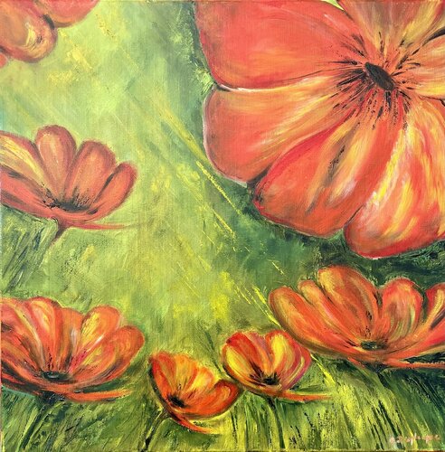 Coquelicots jolis by Christine desplanque, Painting for Sale on Select