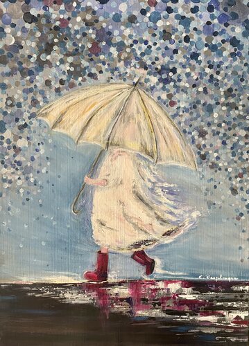 Sous le parapluie by Christine desplanque, Painting for Sale on Select
