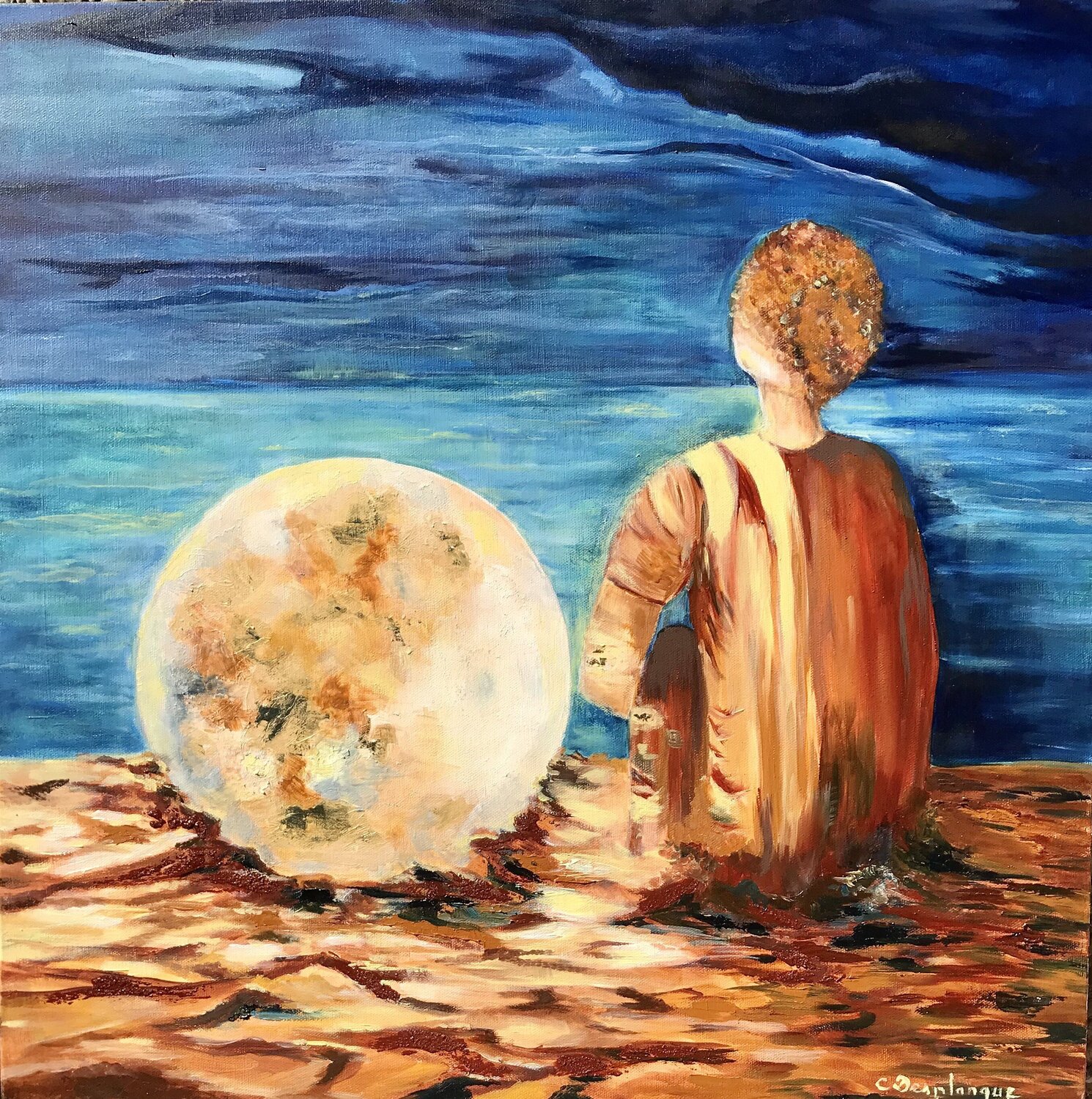 A coté de la lune Christine desplanque Original painting for sale