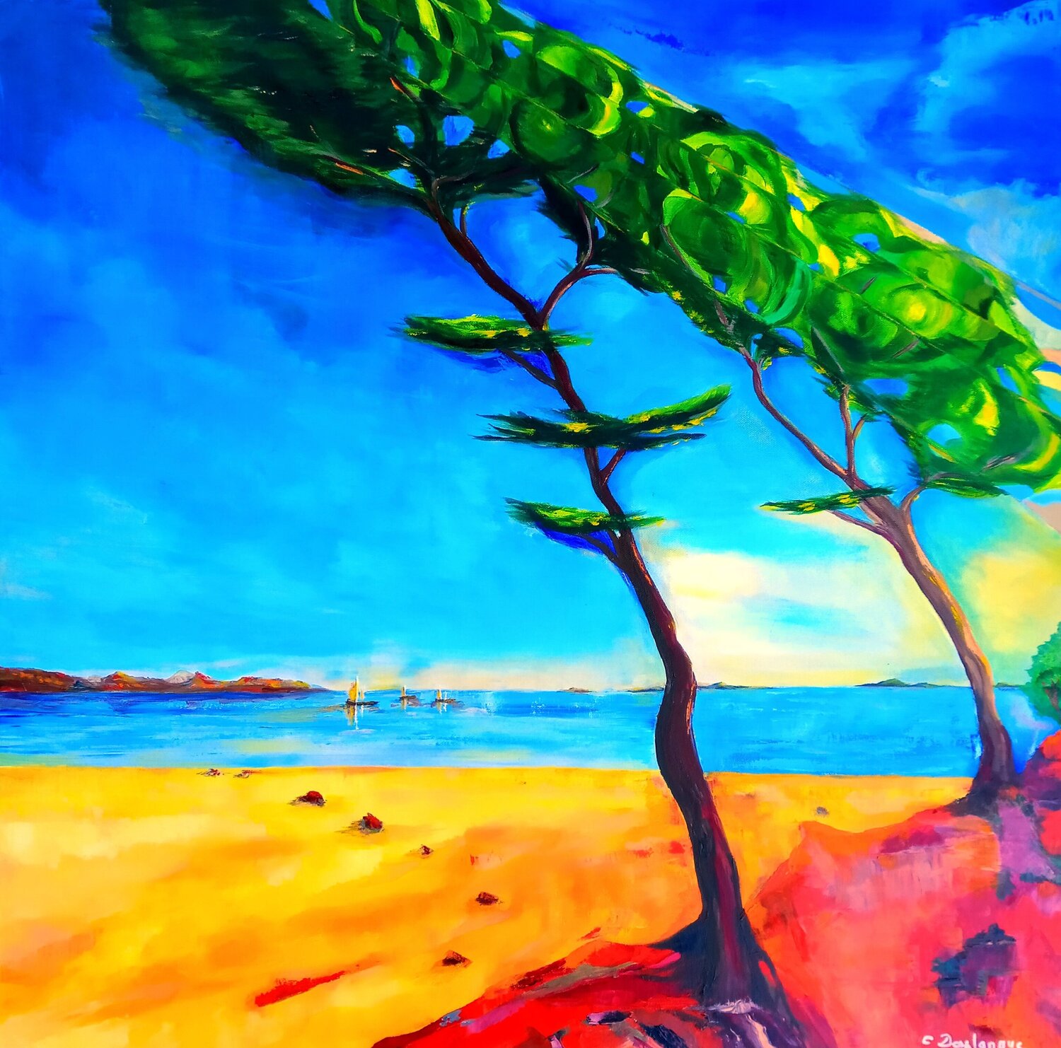 Arbres d'Occitanie Christine desplanque Original painting for sale