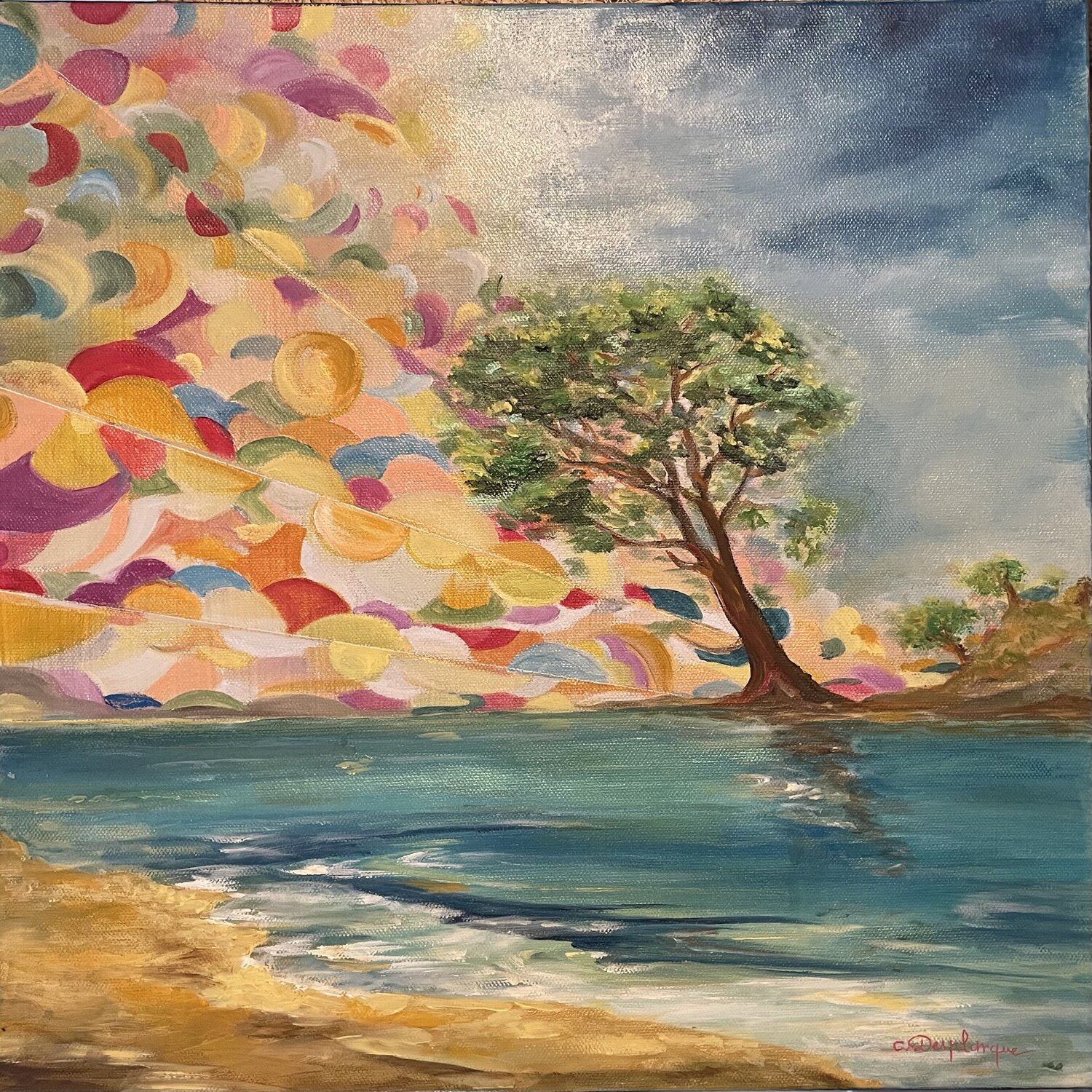 L étang d Occitanie Christine desplanque Original painting for sale