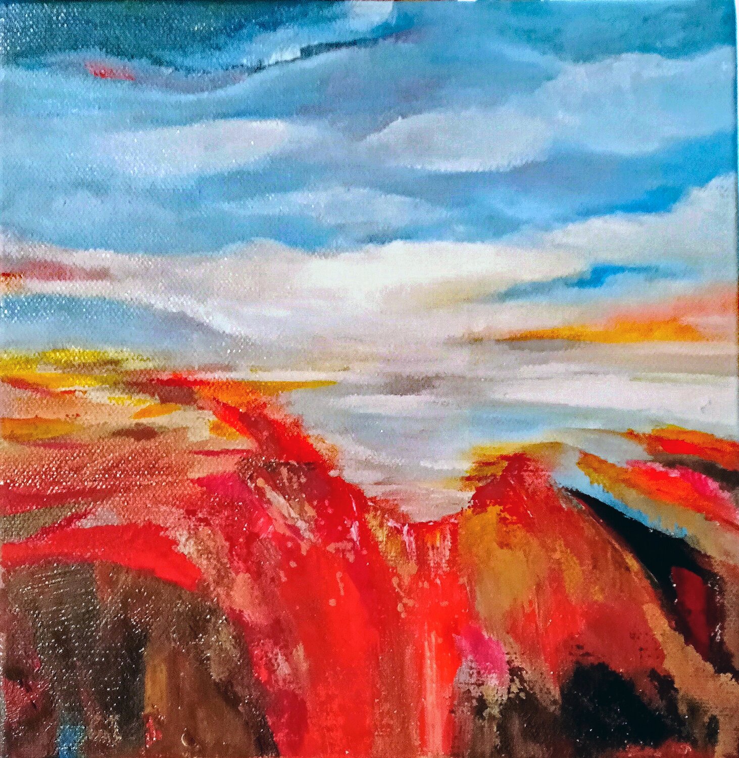 Coquelicots en cascade Christine desplanque Original painting for sale