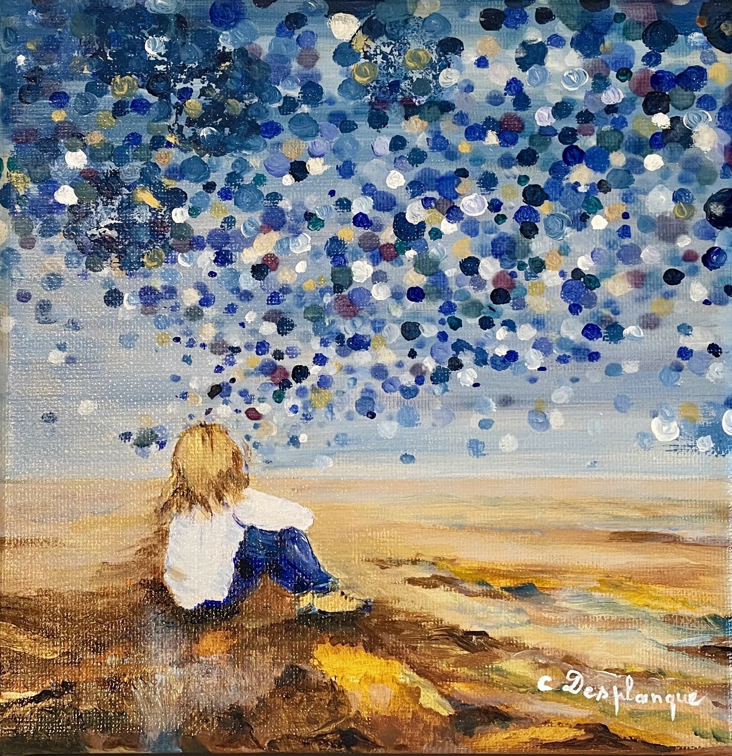 L attente Christine desplanque Original painting for sale