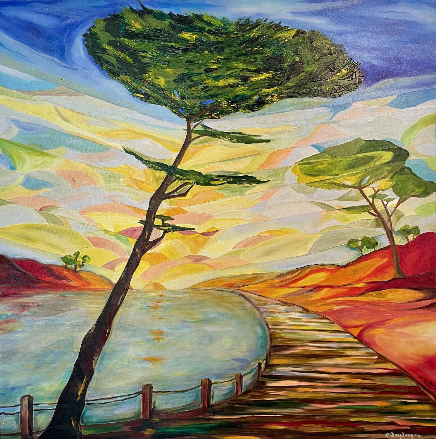 Passerelle du Sud Christine desplanque Original painting for sale