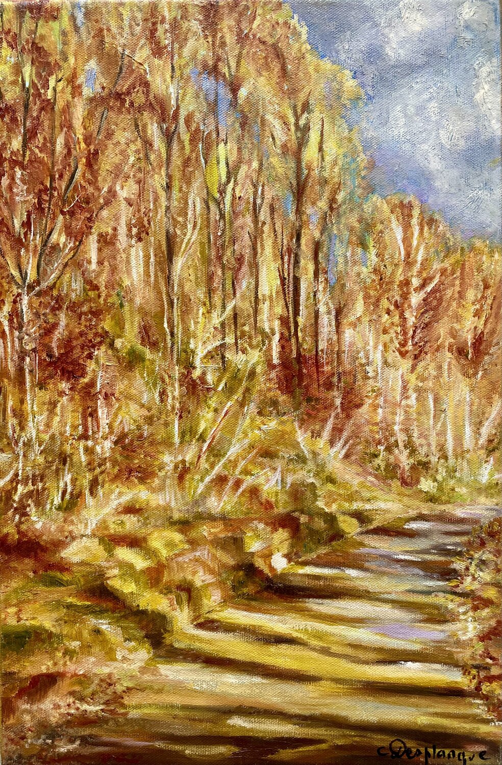 Les ombres sur le chemin Christine desplanque Original painting for sale