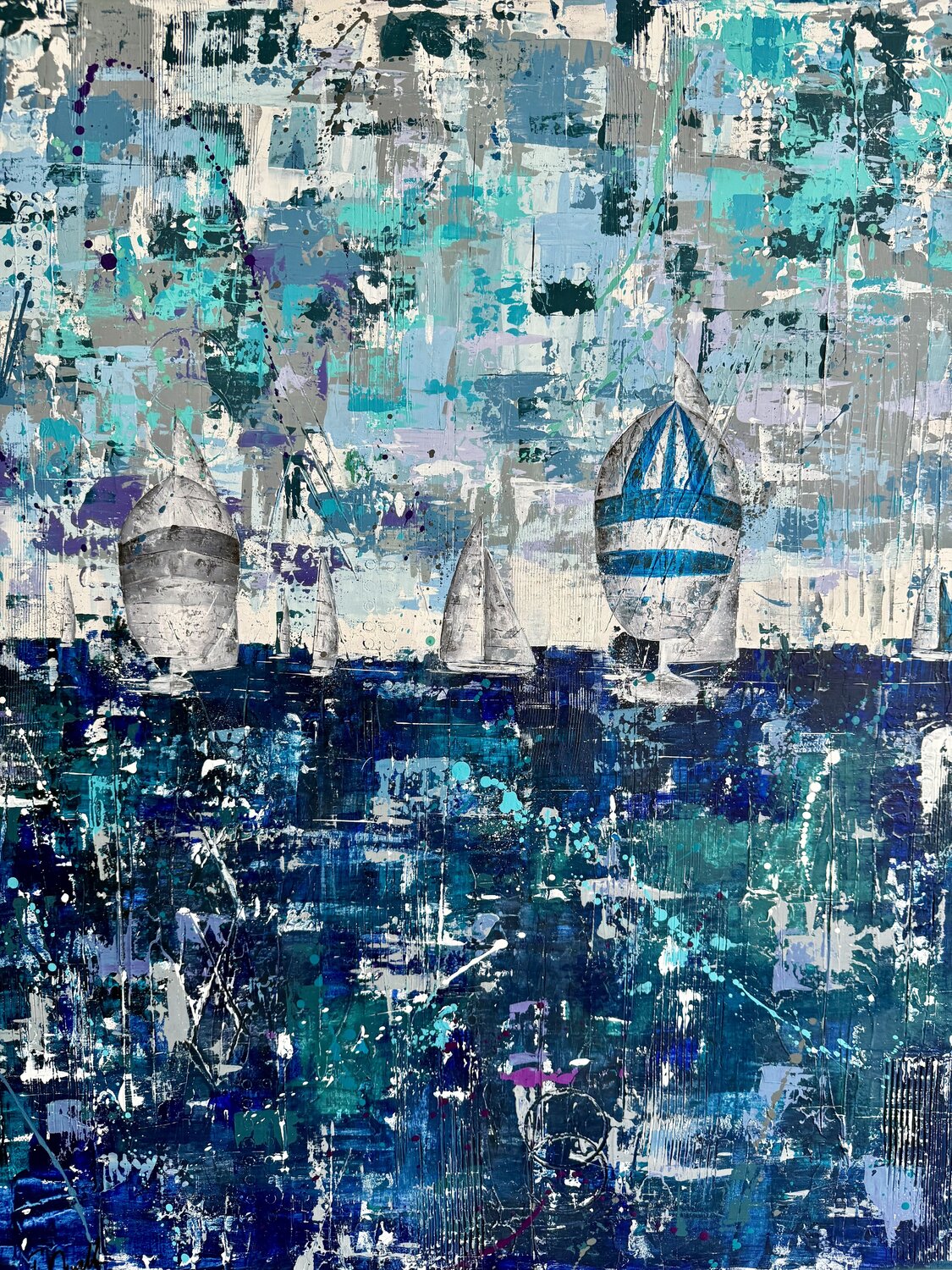 Blue Ship Florian Arendt Original painting for sale