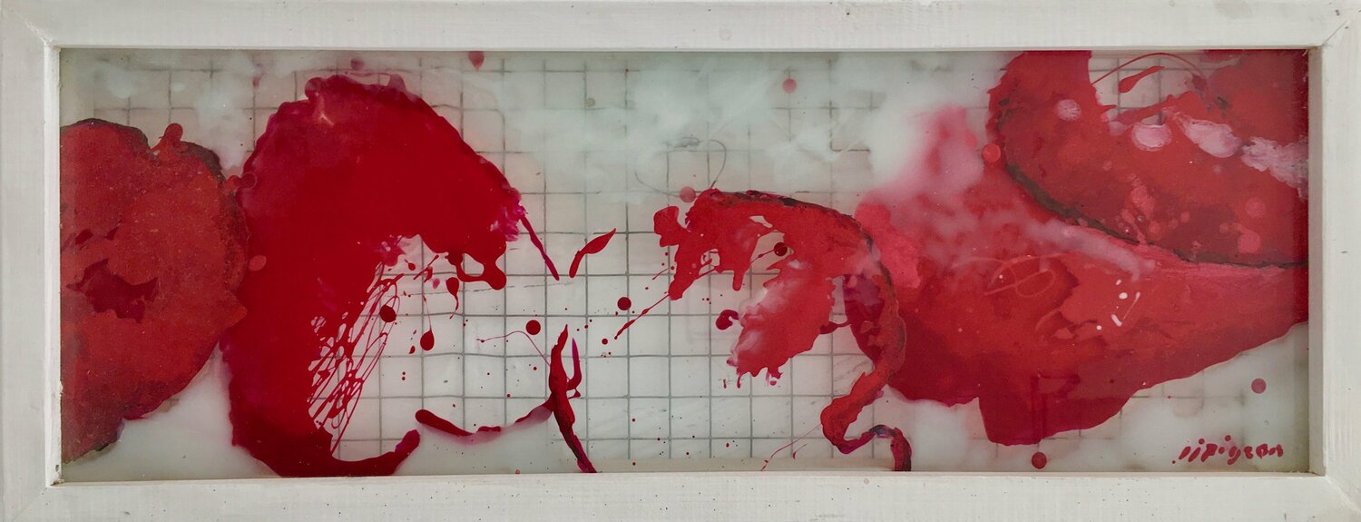 Fleur rouge en partage Jean-Jacques Pigeon Original painting for sale