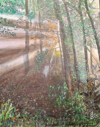 I, Wald bei Sonneneinfall by Bernd Stephanny, Painting for Sale on Select