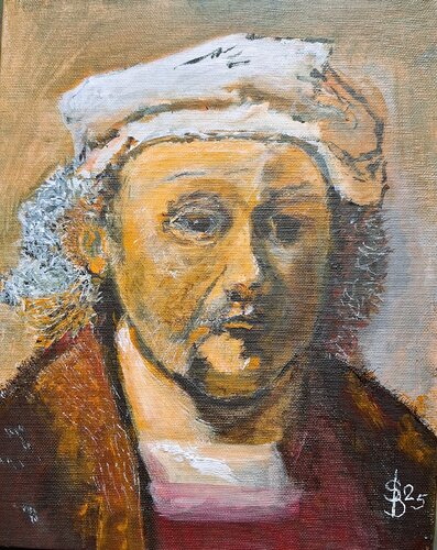Replik eines Selbstportraits von Rembrandt by Bernd Stephanny, Painting for Sale on Select