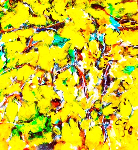 Forsythienstrauch by Bernd Stephanny, Painting for Sale on Select
