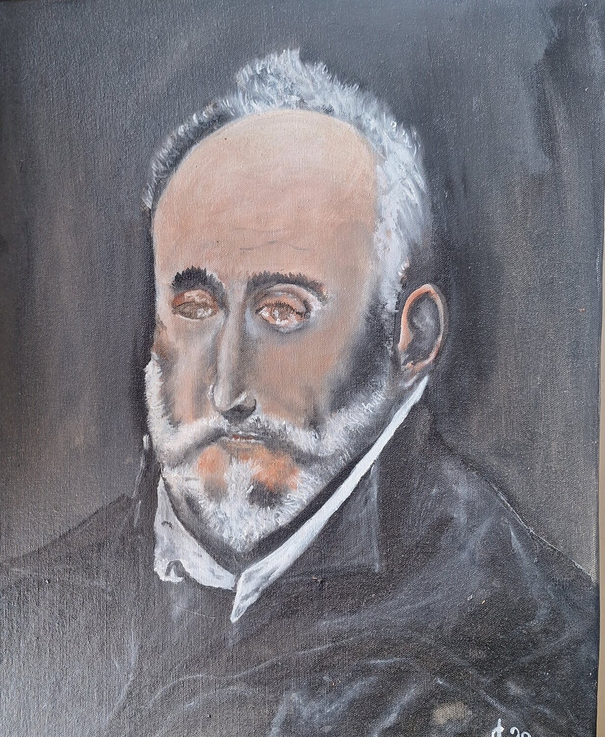 Replik des Portraits von Antonio De Covarrubias Y Leiva, Spanischer Jurist und Humanist. Gemalt von El Greco (Domenikos Theotokopoulos) Bernd Stephanny Original painting for sale