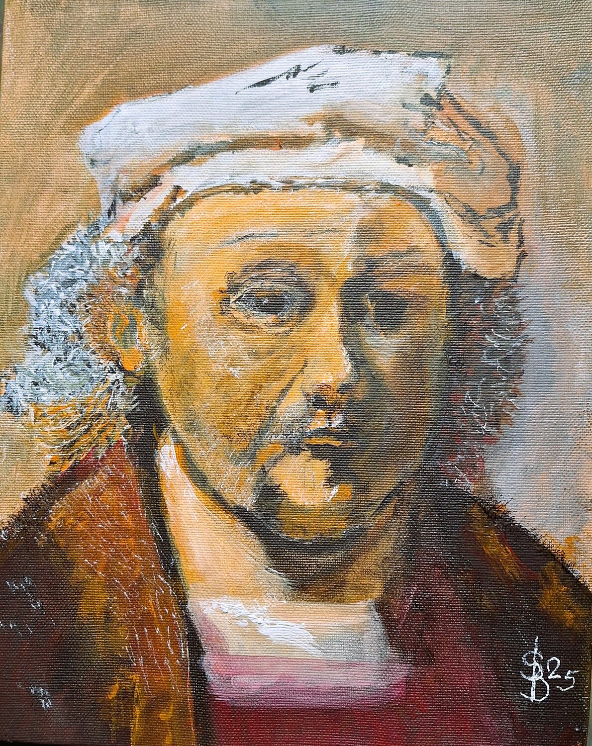 Replik eines Selbstportraits von Rembrandt Bernd Stephanny Original painting for sale