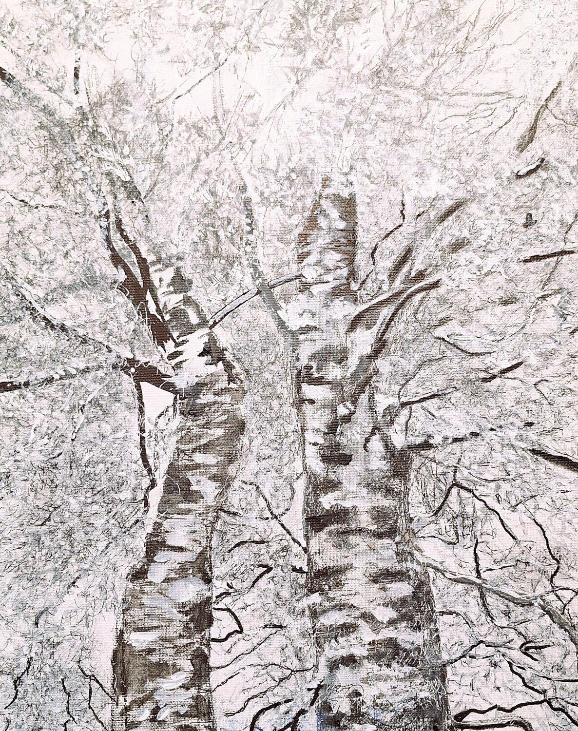 Birken im Winter Bernd Stephanny Original painting for sale