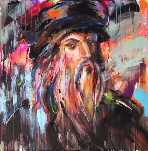 Leonardo Da Vinci by Antigoni Tziora, Painting for Sale on Select