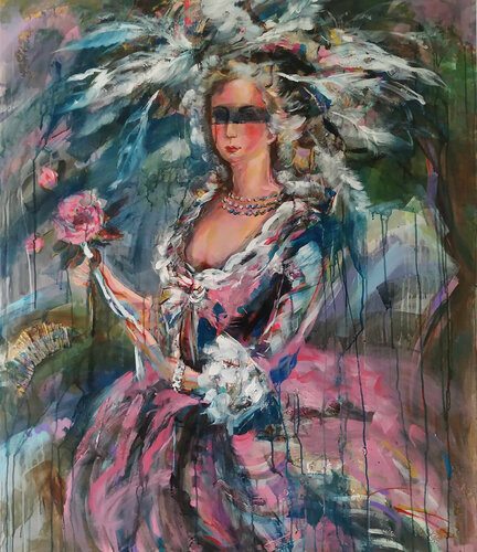 Marie with Rose by Antigoni Tziora, Painting for Sale on Select