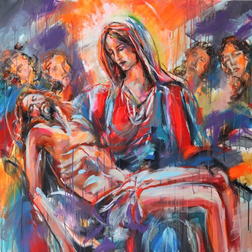 Pieta Reimagined II by Antigoni Tziora, Painting for Sale on Select