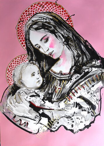 In the Shelter of Her Arms  IV by Antigoni Tziora, Drawing for Sale on Select