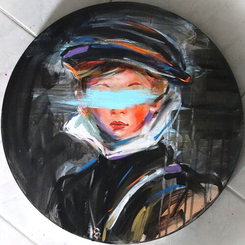 Veiled Gaze by Antigoni Tziora, Painting for Sale on Select