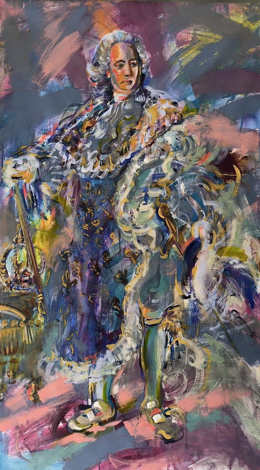 Louis XV in a Storm of Silk Antigoni Tziora Original painting for sale