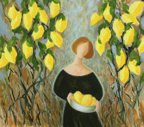 Song of the Earth. Lemons. by Iryna Bondar, Painting for Sale on Select