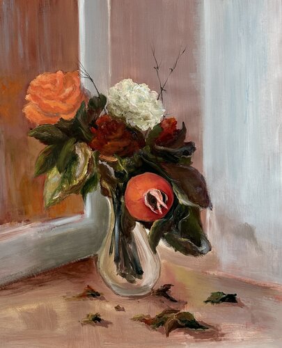 Autumn Bouquet with Rosehip by Iryna Bondar, Painting for Sale on Select