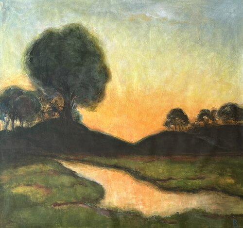 Beginning to shine. Hills. by Iryna Bondar, Painting for Sale on Select